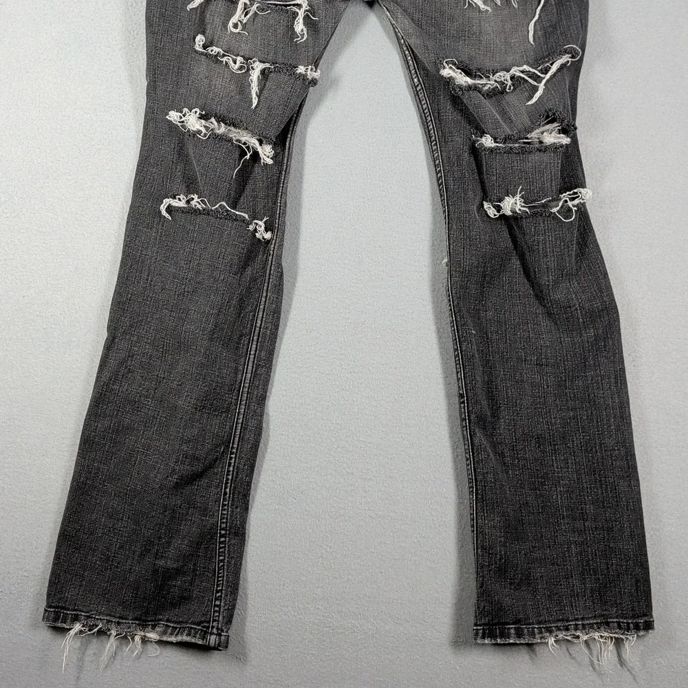 Levis‎ Jeans Womens 13M Black Ripped Denim Low Rise Distressed Straight Leg